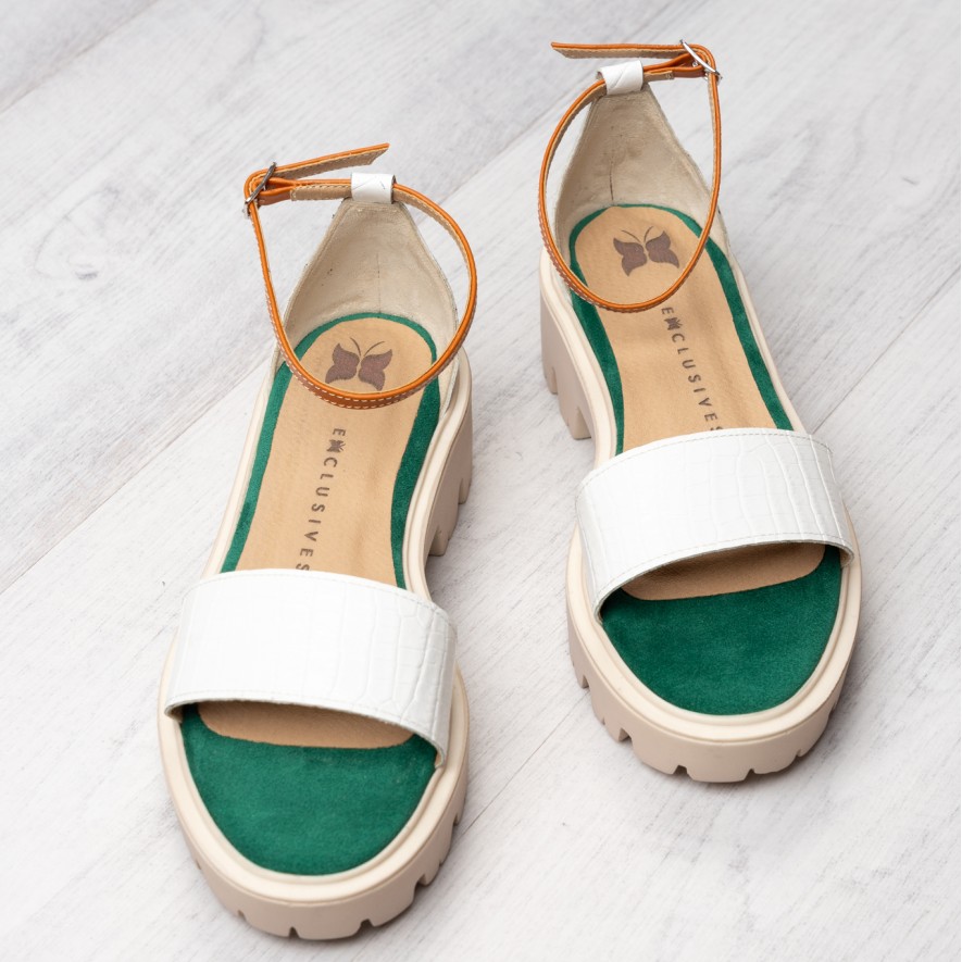 .Sandale - Friday -  Croco White
